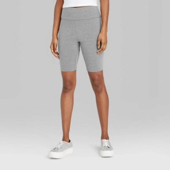 wild fable Pants - Biker Shorts Trendy High Waist Cotton Blend Gray Womens Size Extra small